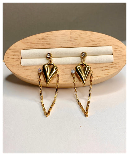 Love Heart Dangle Chandelier Earrings