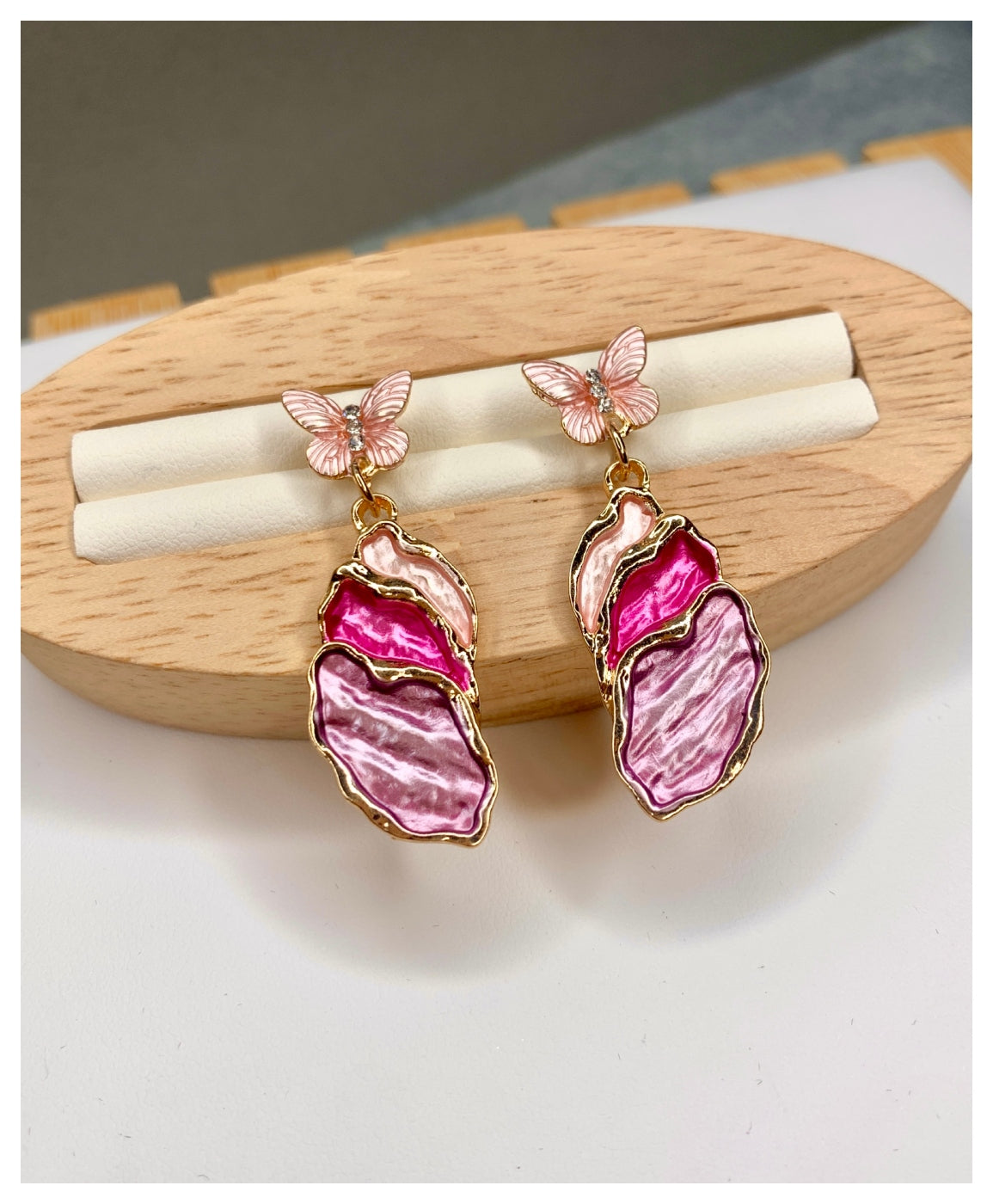 Pink Contemporary Drop Earrings