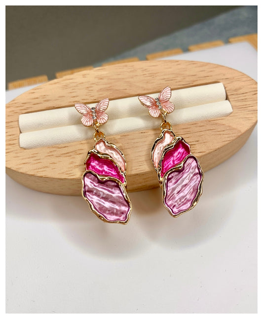 Pink Contemporary Drop Earrings