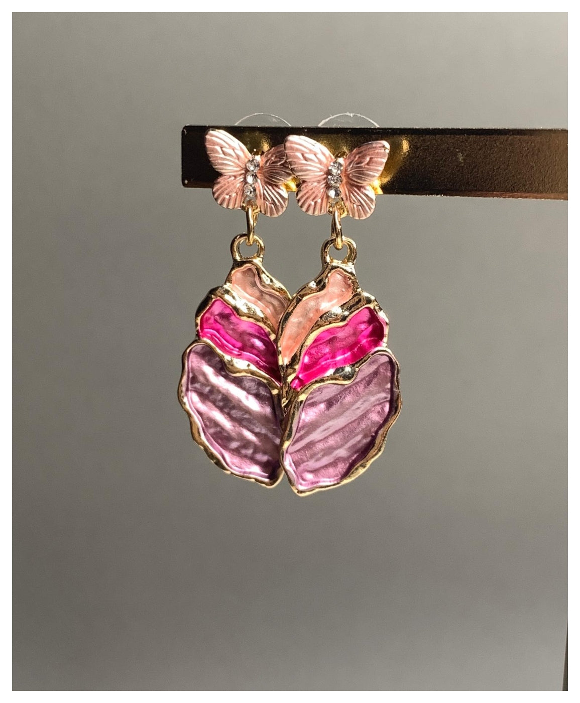 Pink Contemporary Drop Earrings
