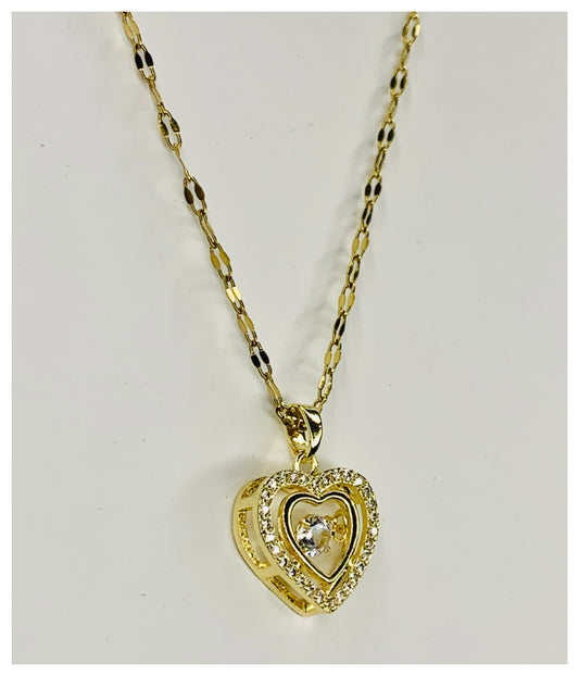 Pinky Promise Golden Heart Chain Pendant