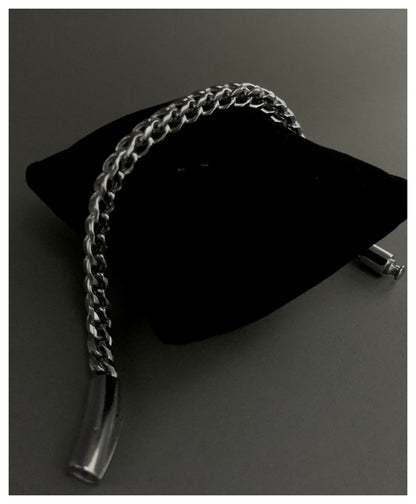 Silver Criss Cross Stainless Steel Bracelet For Men