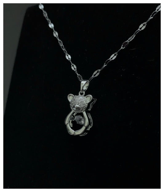 Silver Teddy Bear Chain Pendant