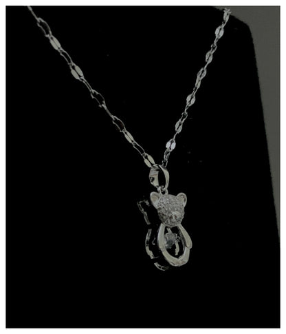 Silver Teddy Bear Chain Pendant