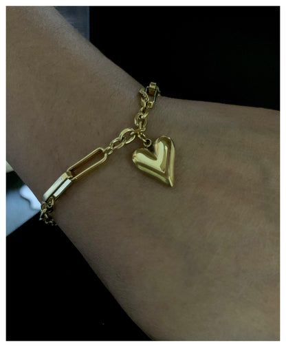Stainless Steel Heart Charm Bracelet