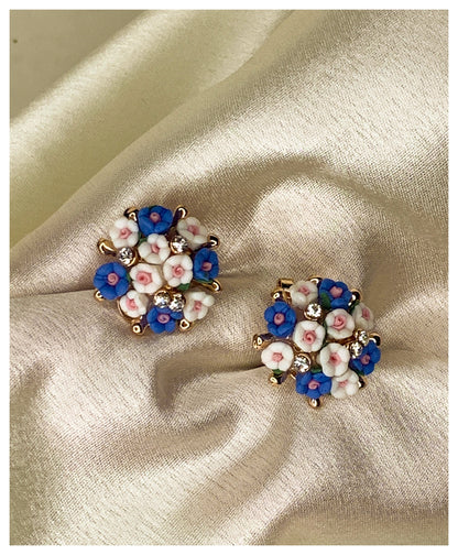 Stylish Blue Floral Stud Earrings