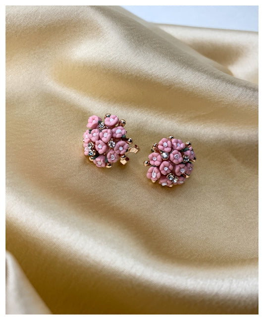 Stylish Pink Floral Stud Earrings