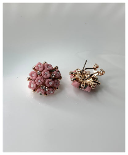 Stylish Pink Floral Stud Earrings