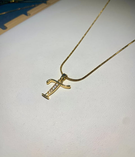 Gold Plated T Initial Pendant