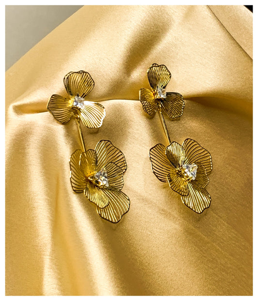 Flower 2-layered Golden Earrings
