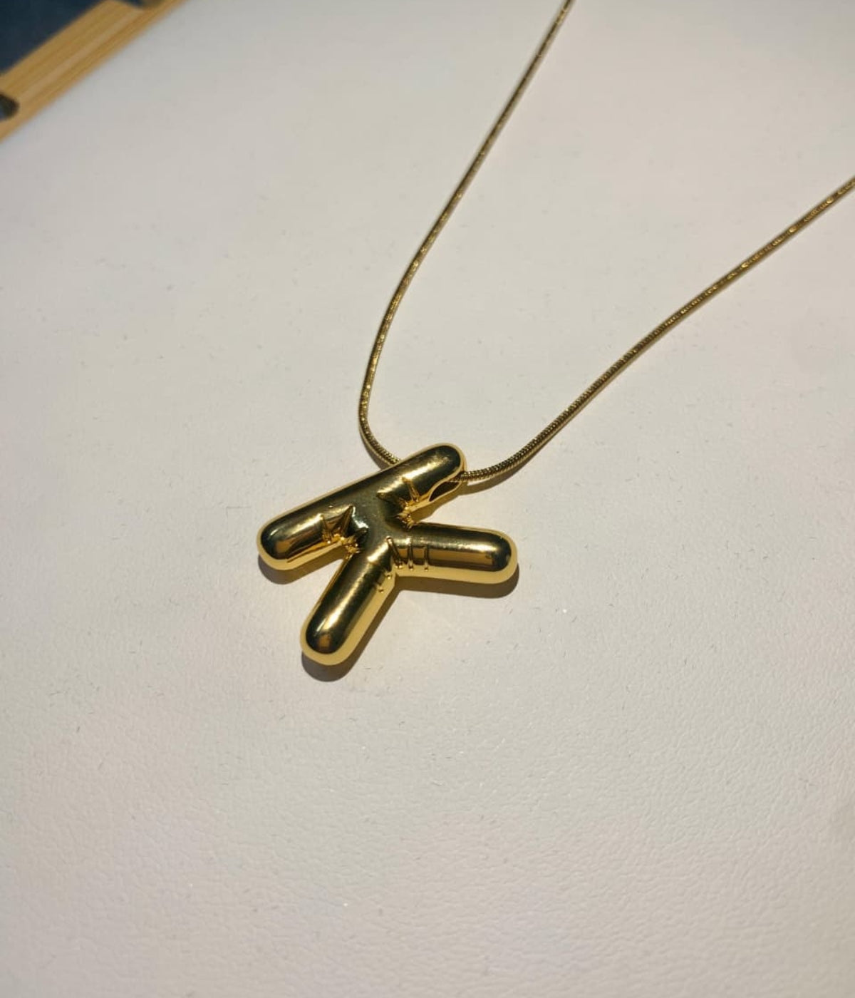 Gold Plated Bubble K Initial Pendant