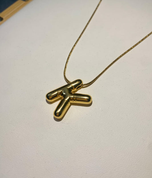 Gold Plated Bubble K Initial Pendant
