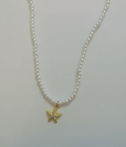 Pearl Necklace with Starfish Pendant