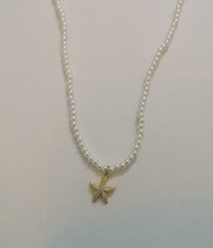 Pearl Necklace with Starfish Pendant