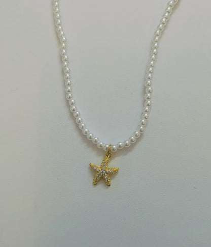 Pearl Necklace with Starfish Pendant